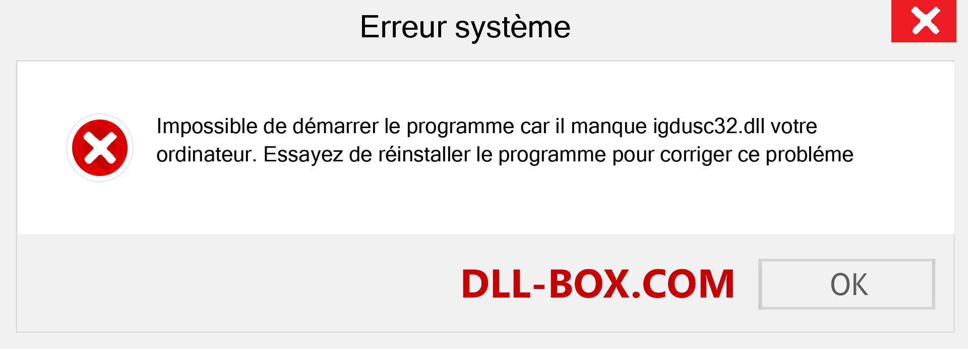 Le fichier igdusc32.dll est manquant ?. Télécharger pour Windows 7, 8, 10 - Correction de l'erreur manquante igdusc32 dll sur Windows, photos, images