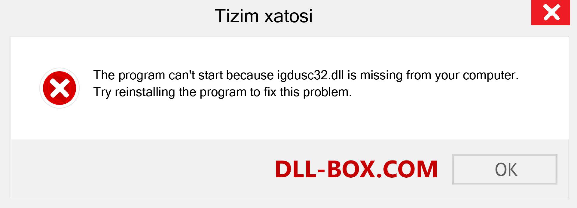 igdusc32.dll fayli yo'qolganmi?. Windows 7, 8, 10 uchun yuklab olish - Windowsda igdusc32 dll etishmayotgan xatoni tuzating, rasmlar, rasmlar